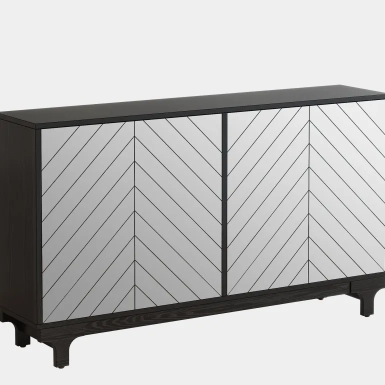 Flash Sale Tribesigns 59" Sideboard Buffet, Modern Credenzas Storage Cabinet with 4 Acrylic Mirror Doors
