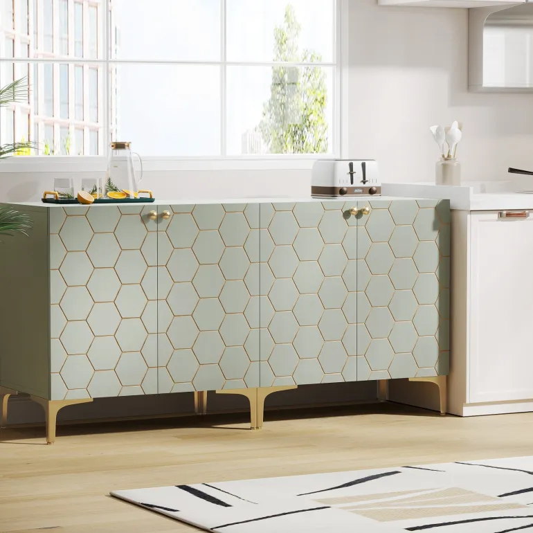 Sale Tribesigns 31.5" Sideboard Buffet Set of 2, Modern Storage Cabinet with Doors