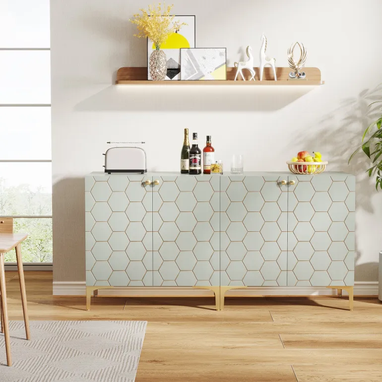Sale Tribesigns 31.5" Sideboard Buffet Set of 2, Modern Storage Cabinet with Doors