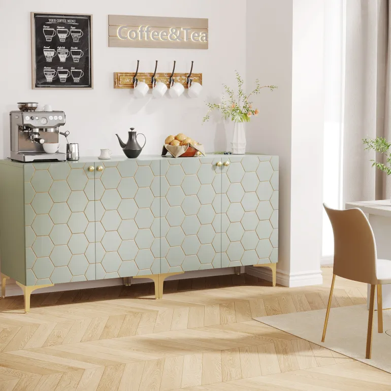 Sale Tribesigns 31.5" Sideboard Buffet Set of 2, Modern Storage Cabinet with Doors