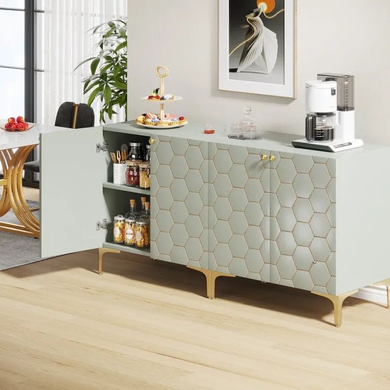Sale Tribesigns 31.5" Sideboard Buffet Set of 2, Modern Storage Cabinet with Doors