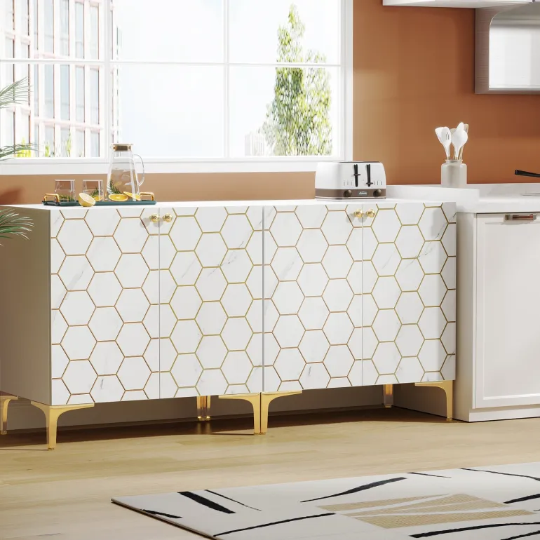 Sale Tribesigns 31.5" Sideboard Buffet Set of 2, Modern Storage Cabinet with Doors