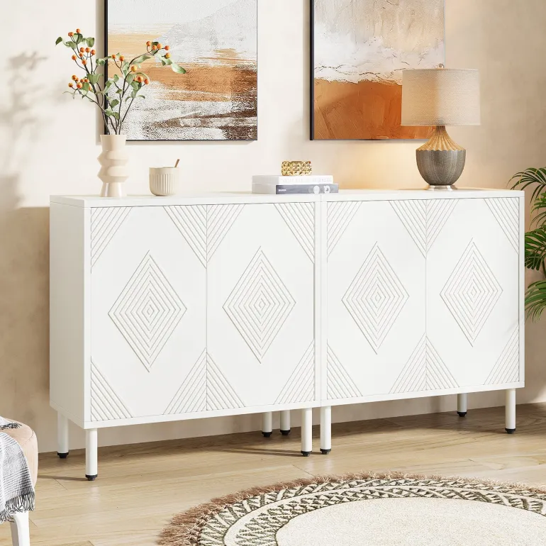 Best Sale Tribesigns 57" Sideboard Buffet, Storage Buffet Cabinet with Adjustable Shelves