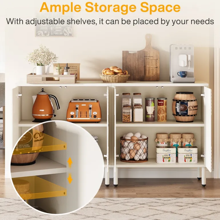 Best Sale Tribesigns 57" Sideboard Buffet, Storage Buffet Cabinet with Adjustable Shelves