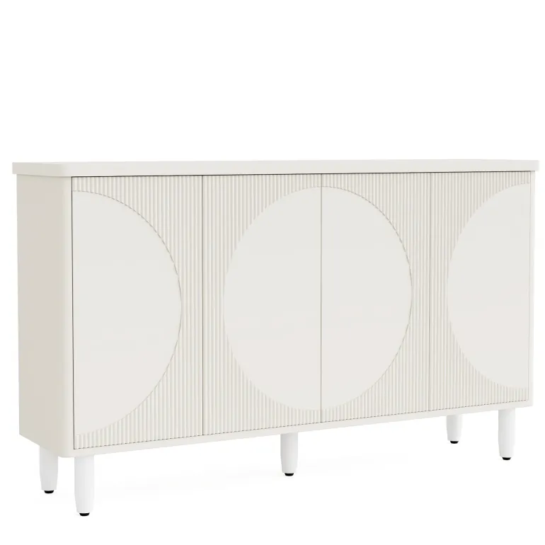 Sale Tribesigns 59.4" Sideboard Buffet, White Credenza Storage Cabinet with Doors