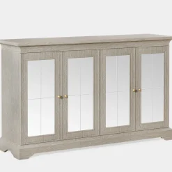 New Tribesigns 55" Sideboard Buffet, Wood Mirrored Buffet Cabinet with Adjustable Shelves