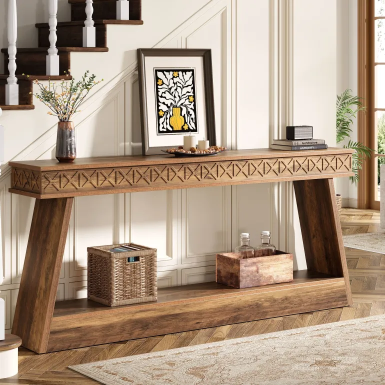 Best Tribesigns 70.8" Sofa Table, Farmhouse Console Table Entryway Table with Storage