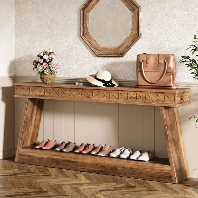 Best Tribesigns 70.8" Sofa Table, Farmhouse Console Table Entryway Table with Storage