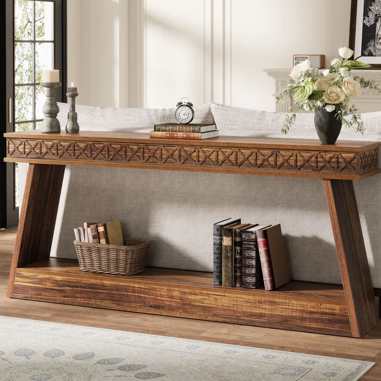 Best Tribesigns 70.8" Sofa Table, Farmhouse Console Table Entryway Table with Storage