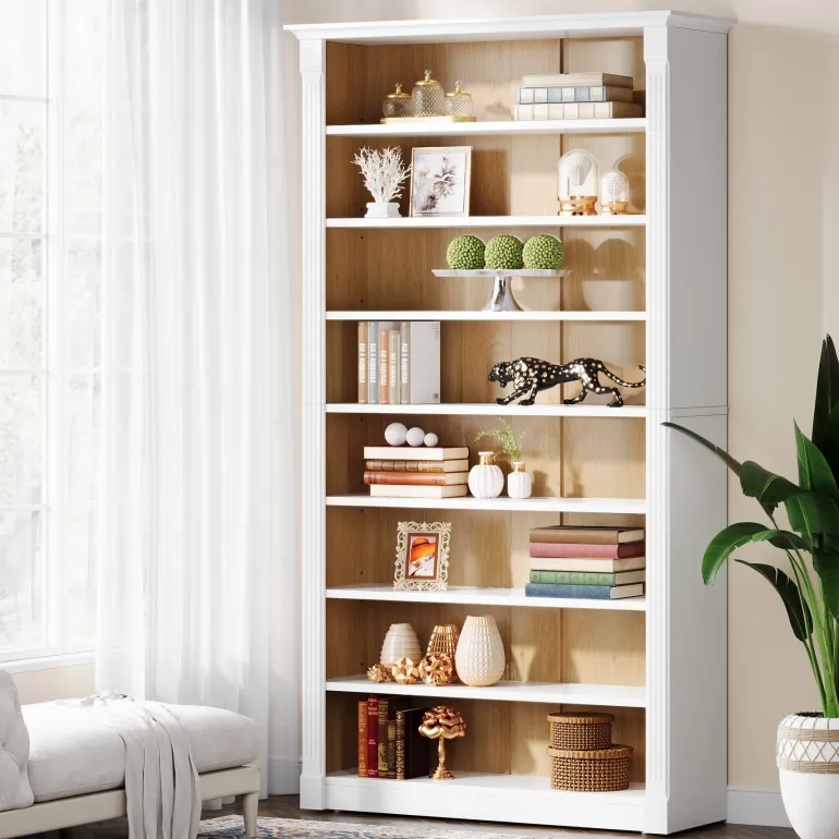 Fashion Tribesigns 70.9" Tall Bookcase, Modern 8-Tier Bookshelf Freestanding Display Shelf