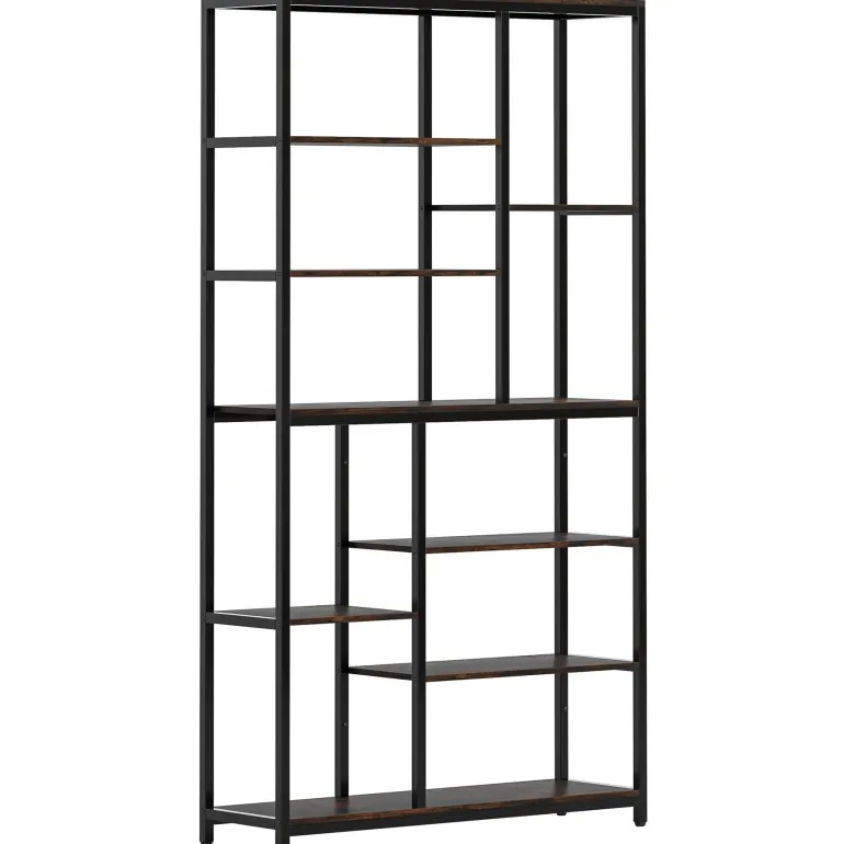 New Tribesigns 79" Tall Bookshelf, 8 - Tier Staggered Etagere Bookcase Shelving Unit