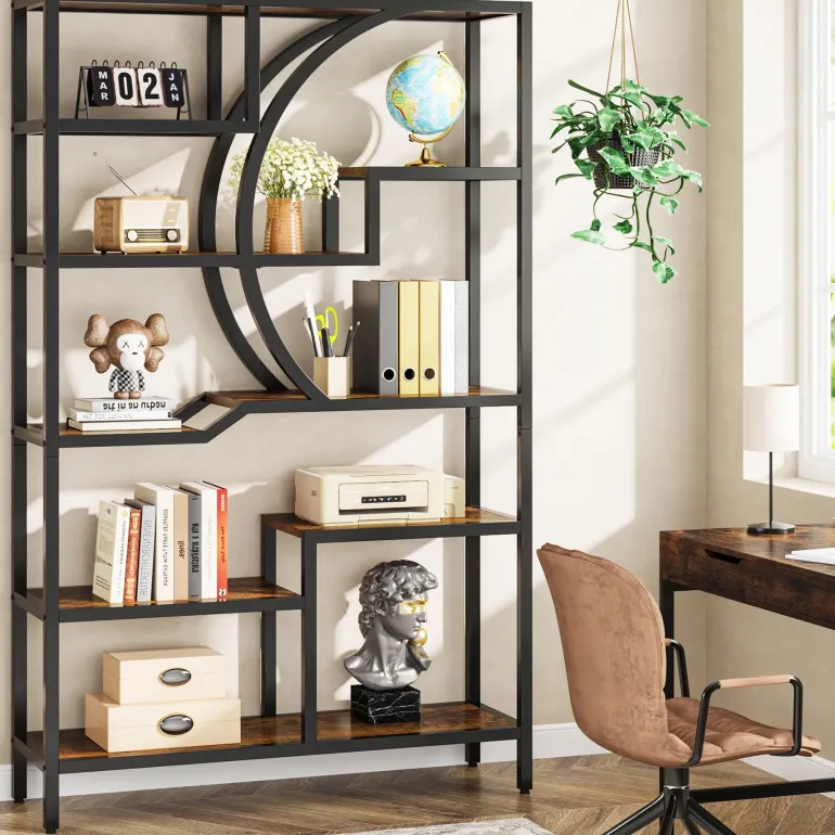 Cheap Tribesigns 69" Tall Bookshelf, Freestanding Etagere Bookcase Open Display Shelf