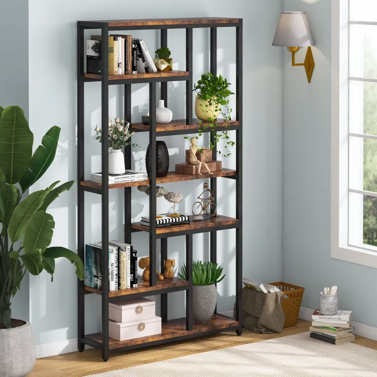 Outlet Tribesigns 79" Tall Bookshelf, 7-Tier Bookcase Open Display Shelves