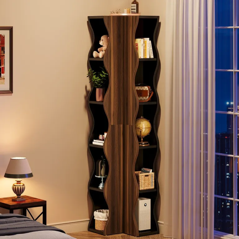 Online Tribesigns 70.8" Tall Corner Shelf, 6 - Tier Bookshelf Display Shelves Storage Organizer