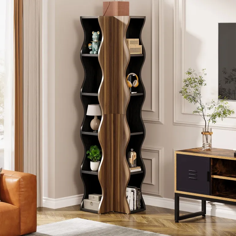 Online Tribesigns 70.8" Tall Corner Shelf, 6 - Tier Bookshelf Display Shelves Storage Organizer