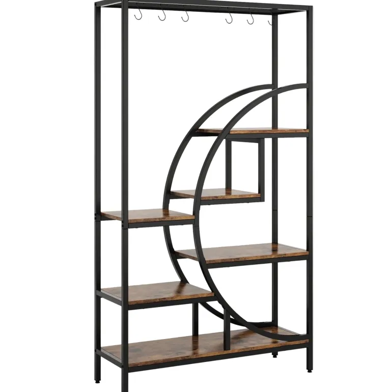 Fashion Tribesigns 70.9" Tall Plant Stand, 7 Tier Flower Pots Display Rack with 6 Hooks