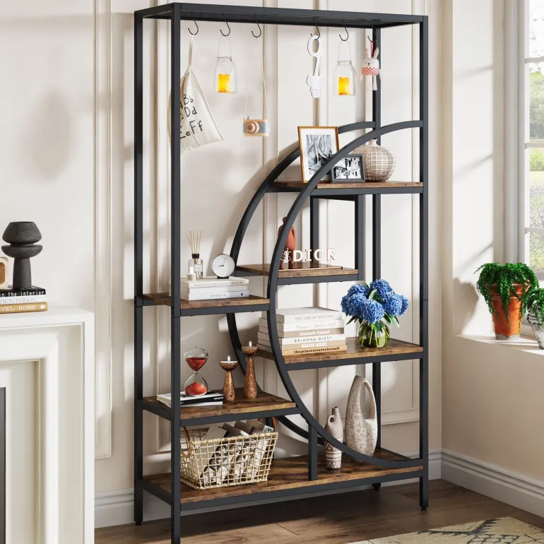 Fashion Tribesigns 70.9" Tall Plant Stand, 7 Tier Flower Pots Display Rack with 6 Hooks