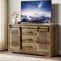 Clearance Tribesigns 47" TV Stand, Farmhouse Media Console With Storage Drawers