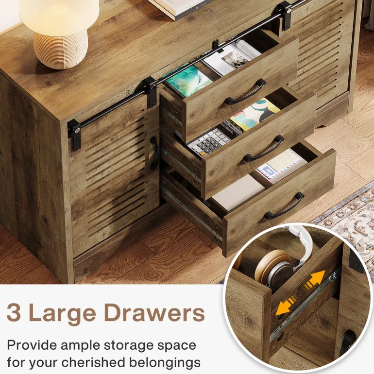 Clearance Tribesigns 47" TV Stand, Farmhouse Media Console With Storage Drawers