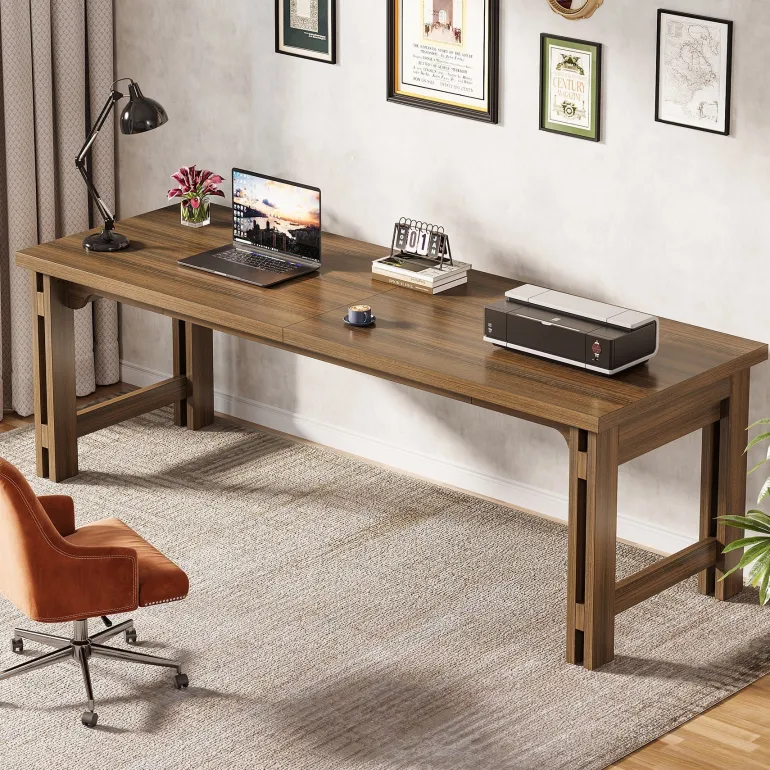 Clearance Tribesigns 79" Two - person Desk, Extra Long Office Computer Desk Workstations