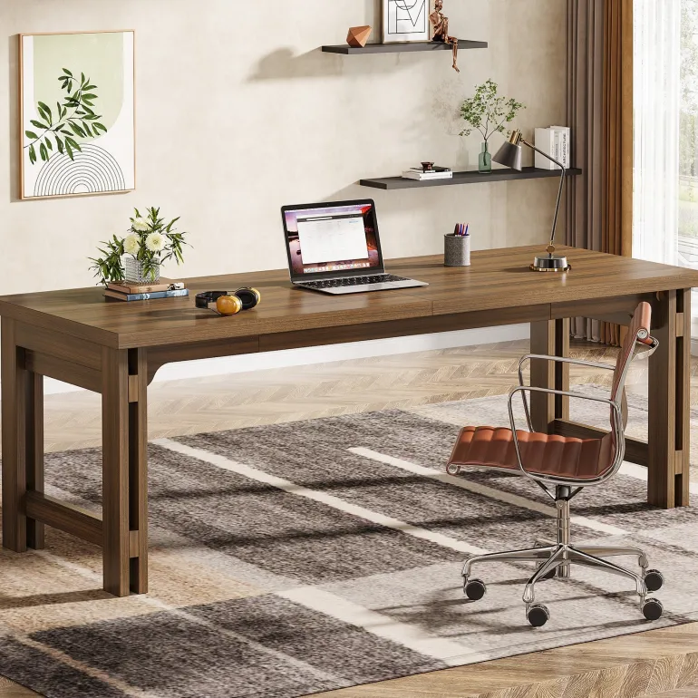 Clearance Tribesigns 79" Two - person Desk, Extra Long Office Computer Desk Workstations