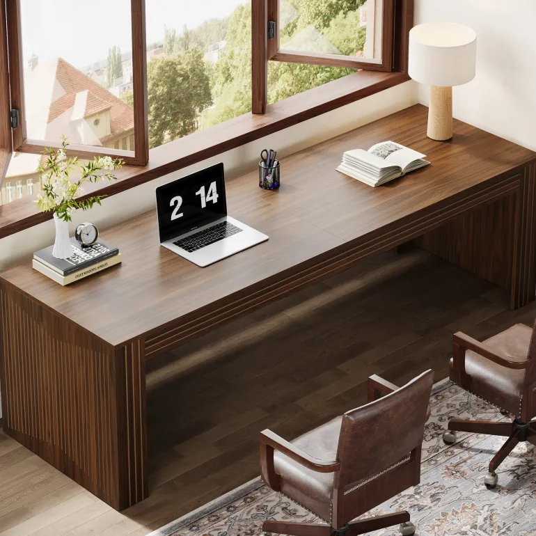 Cheap Tribesigns 79" Two Person Desk, Computer Desk Double Office Desk