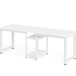 Fashion Tribesigns 78.74" Two Person Desk, Double Computer Desk with Storage Shelves