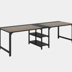 Fashion Tribesigns 90.55'' Two Person Desk, Double Computer Desk with Storage Shelves