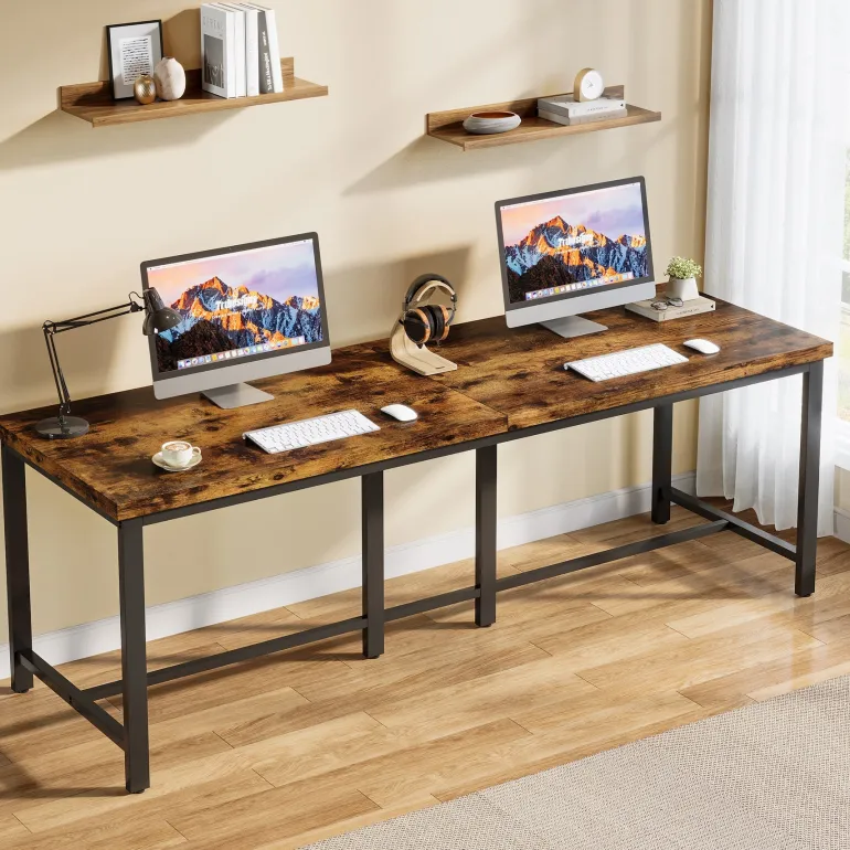 Clearance Tribesigns 78.7" Two Person Desk, Double Computer Desk Study Writing Table