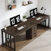 Fashion Tribesigns 78.7" Two Person Desk, Long Computer Desk with File Cabinet
