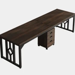 Fashion Tribesigns 78.7" Two Person Desk, Long Computer Desk with File Cabinet