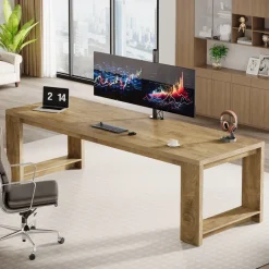 Shop Tribesigns 86" Two Person Desk, Long Computer Desk Conference Table