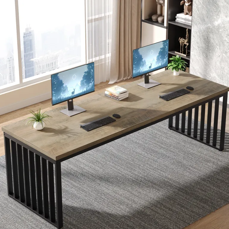 Best Sale Tribesigns 78.74" Two Person Desk, Long Executive Desk Double Computer Desk