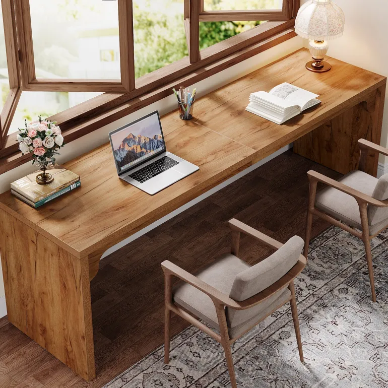 Best Tribesigns 78.7" Two Person Desk, Wood Long Computer Desk Double Desk