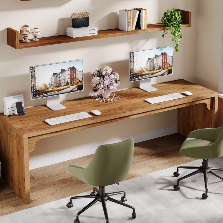 Best Tribesigns 78.7" Two Person Desk, Wood Long Computer Desk Double Desk