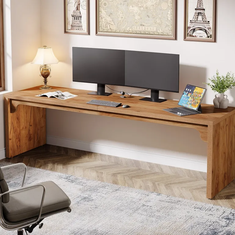 Best Tribesigns 78.7" Two Person Desk, Wood Long Computer Desk Double Desk