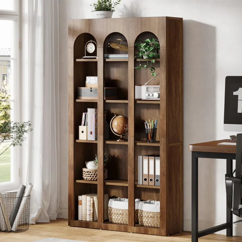 Store Tribesigns 70.8" Wood Bookshelf, 5 - Tier Rustic Bookcase Display Storage Shelving Unit