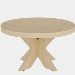 Fashion Tribesigns 31.5" Wood Coffee Table, Round Center Table With Double X - Shaped Base