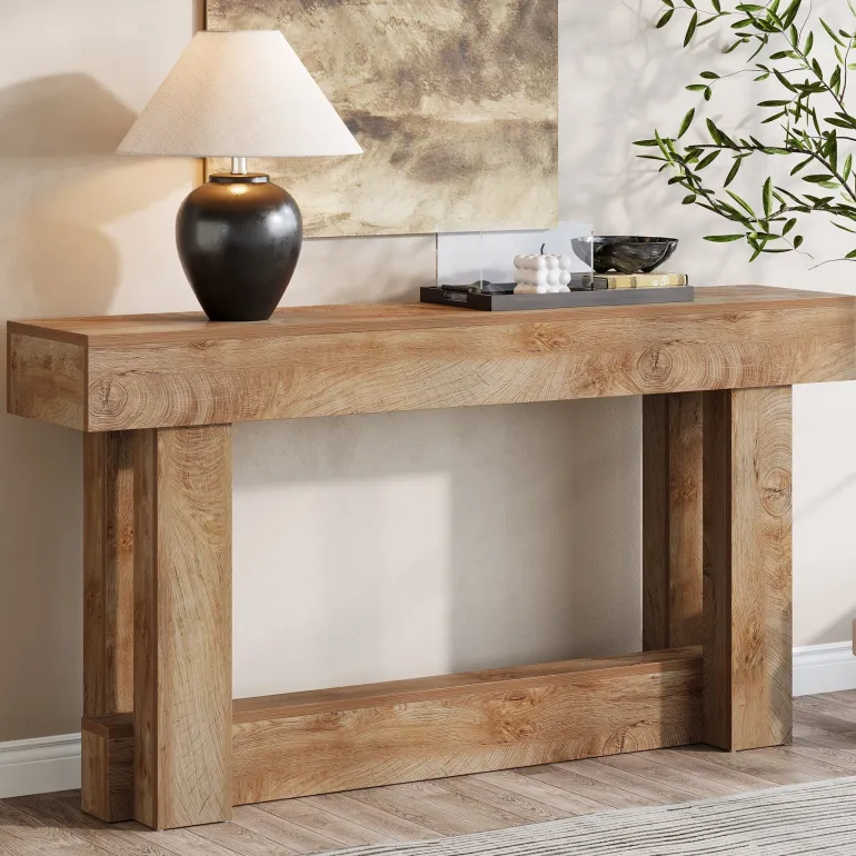 Best Sale Tribesigns 63" Wood Console Table, 2 - Tier Farmhouse Entryway Table