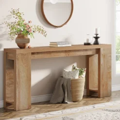 Store Tribesigns 70.9" Wood Console Table, Farmhouse Sofa Table Entryway Table