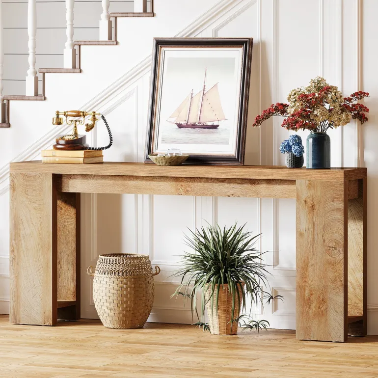 Store Tribesigns 70.9" Wood Console Table, Farmhouse Sofa Table Entryway Table
