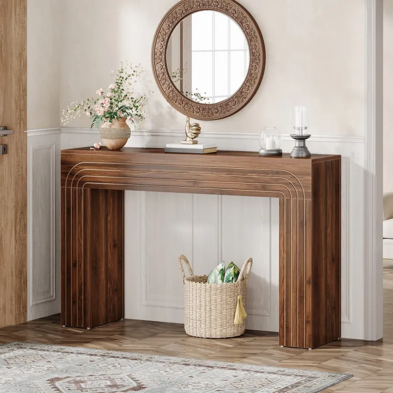 Store Tribesigns 55" Wood Console Table, Farmhouse Sofa Table Hallway Table