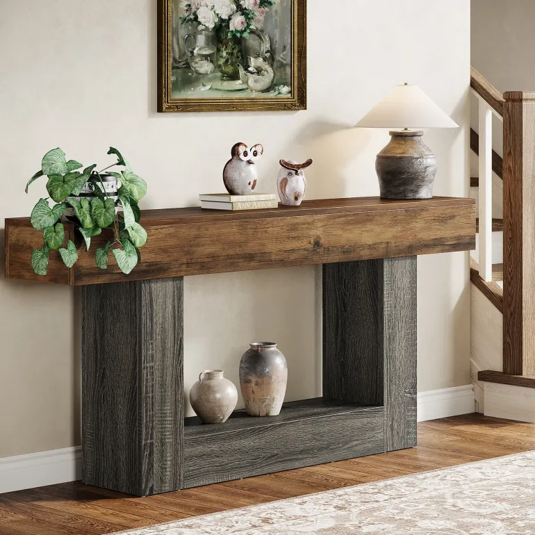Sale Tribesigns 63" Wood Console Table, Farmhouse 2 - Tier Sofa Table Entryway Table