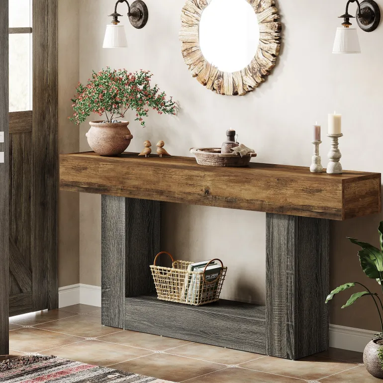 Sale Tribesigns 63" Wood Console Table, Farmhouse 2 - Tier Sofa Table Entryway Table
