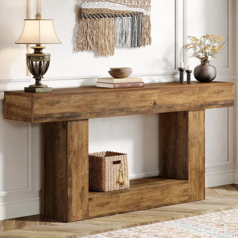 Sale Tribesigns 63" Wood Console Table, Farmhouse 2 - Tier Sofa Table Entryway Table