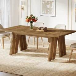 Sale Tribesigns 71" Wood Dining Table, Farmhouse Kitchen Table for 6 People