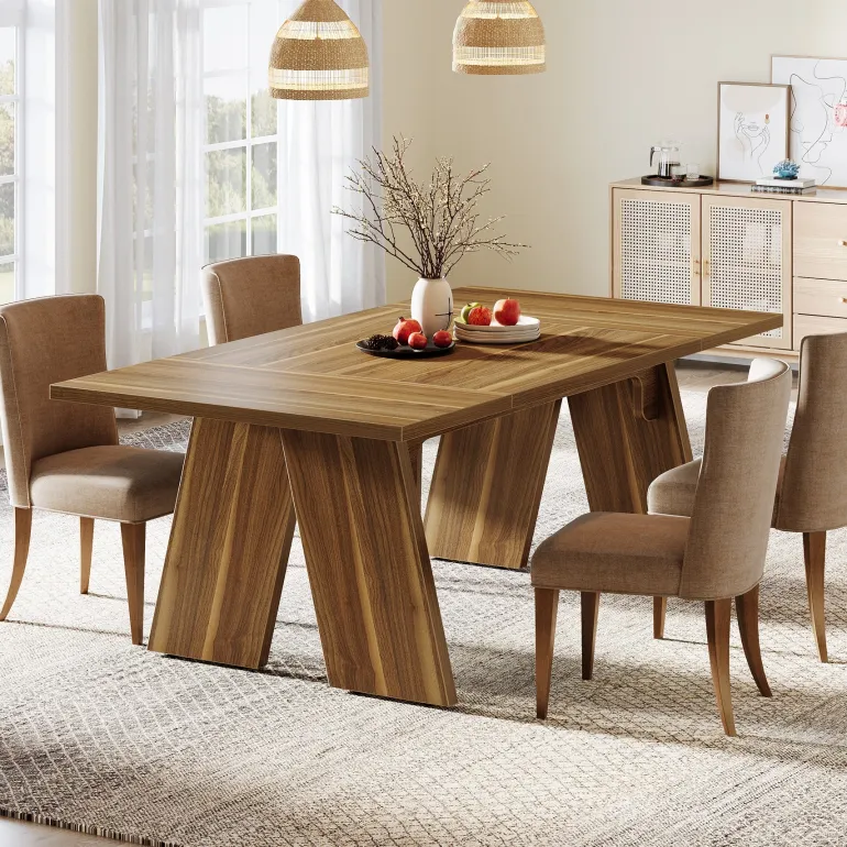 Sale Tribesigns 71" Wood Dining Table, Farmhouse Kitchen Table for 6 People