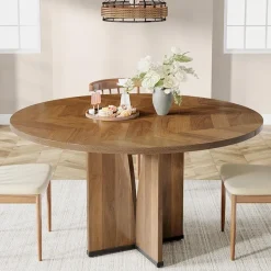 Cheap Tribesigns 39" Wood Dining Table, Farmhouse Kitchen Table for 4 People
