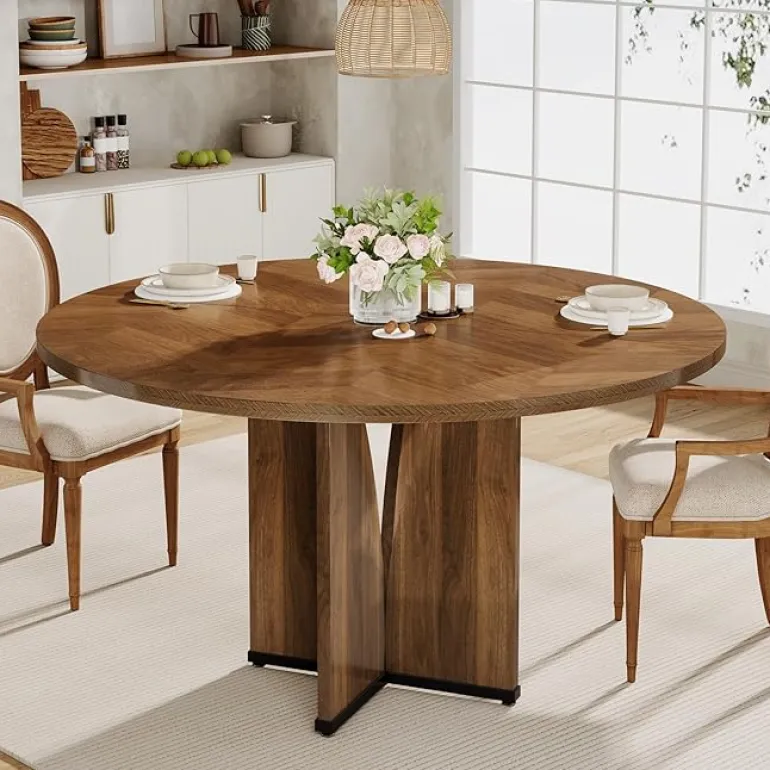 Cheap Tribesigns 39" Wood Dining Table, Farmhouse Kitchen Table for 4 People