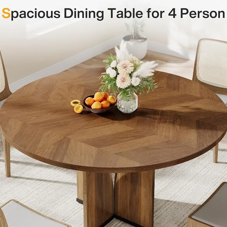 Cheap Tribesigns 39" Wood Dining Table, Farmhouse Kitchen Table for 4 People